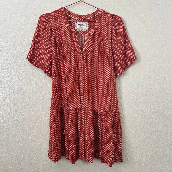 Holding Horses Pavin Buttondown
Tunic Pockets Tiered V Neck Orange Geometric - Picture 4 of 8